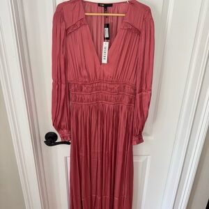 Maje Pink Silk Long Sleeve Dress
